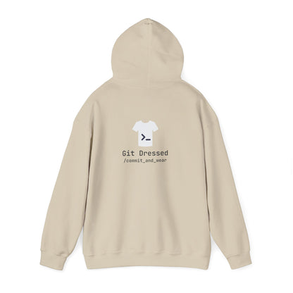 Git Dressed Hoodie — Programming Sweatshirt with 'git' Commit Code Design