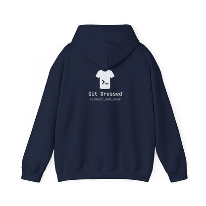 Git Dressed Hoodie — Programming Sweatshirt with 'git' Commit Code Design
