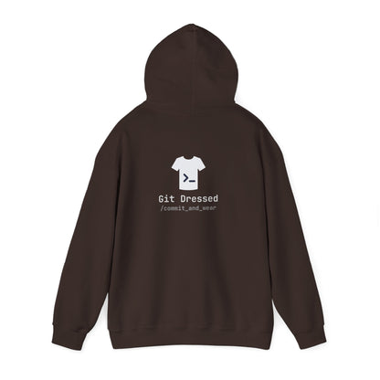 Git Dressed Hoodie — Programming Sweatshirt with 'git' Commit Code Design