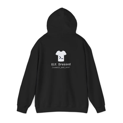 Git Dressed Hoodie — Programming Sweatshirt with 'git' Commit Code Design