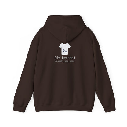 Git Dressed Hoodie — Programming Sweatshirt with 'git' Commit Code Design