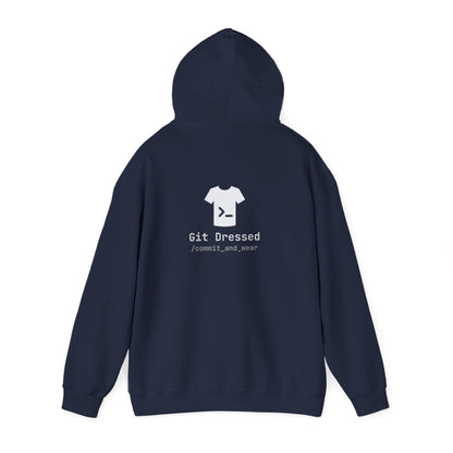 Git Dressed Hoodie — Programming Sweatshirt with 'git' Commit Code Design